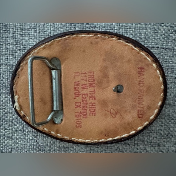 Vintage unisex Texas leather belt buckle - Picture 2 of 6